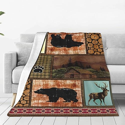 Vintagehuntingdeerbearfleecethrowblanketanimalsoftflannelplushlightweightwarmcozyblanketforbedcouchsofatravel60x50  Urban Country Home Decor Vintage hunting deer bear fleece throw blanket animal soft flannel plush lightweight warm cozy blanket for bed couch sofa travel 60x50  urban country home decor