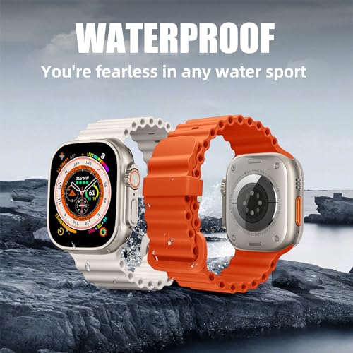 4 Pack Ocean Bands Compatible with Apple Watch Ultra Band 49mm 46mm 45mm 44mm 42mm Men Women, Soft Silicone Straps Sport Rugged Smartwatch Replacement for IWatch Ultra 3 2 Series 11 10 9 8 7 6 5 4 SE by Witzon - Used condition - Image 3