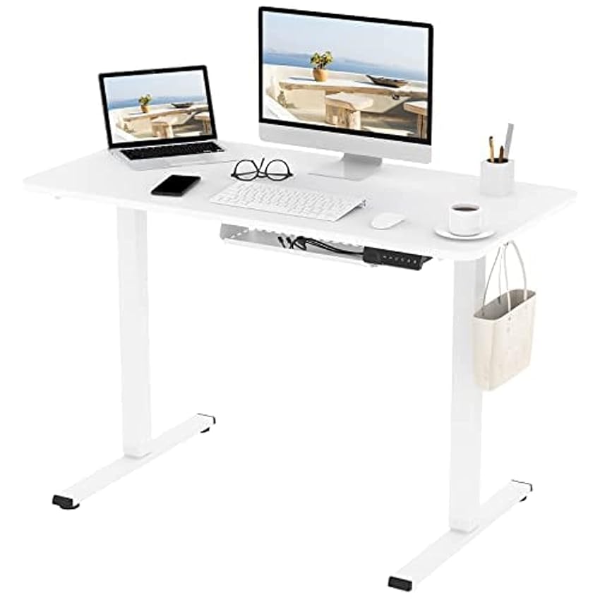 Immagine del prodotto FLEXISPOT EF1-SET 120 * 60cm Scrivania Regolabile in Altezza Scrivania Elettrica Scrivania Motorizzata Standing Desk,Pannello di controllo con memoria a 2 Livelli (Telaio Bianco+Piano Bianco)