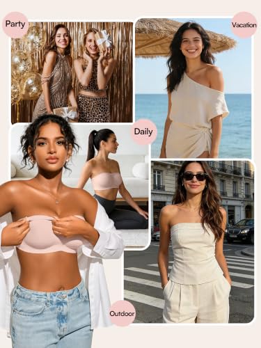Image of Strapless Jelly Bras for Women - S-XL Seamless Padded Bandeau Bra