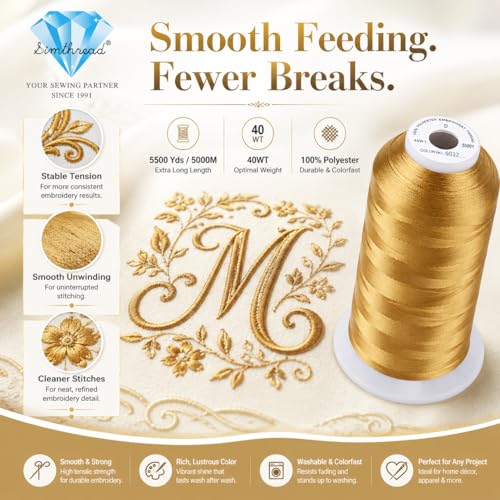 Image of Simthread 5000M 40WT Polyester Embroidery Thread, Autumn Haystack S032 | 5000M 40WT polyester thread feeds smoothly for machine embroidery, monograms, logos, patches and quilting.