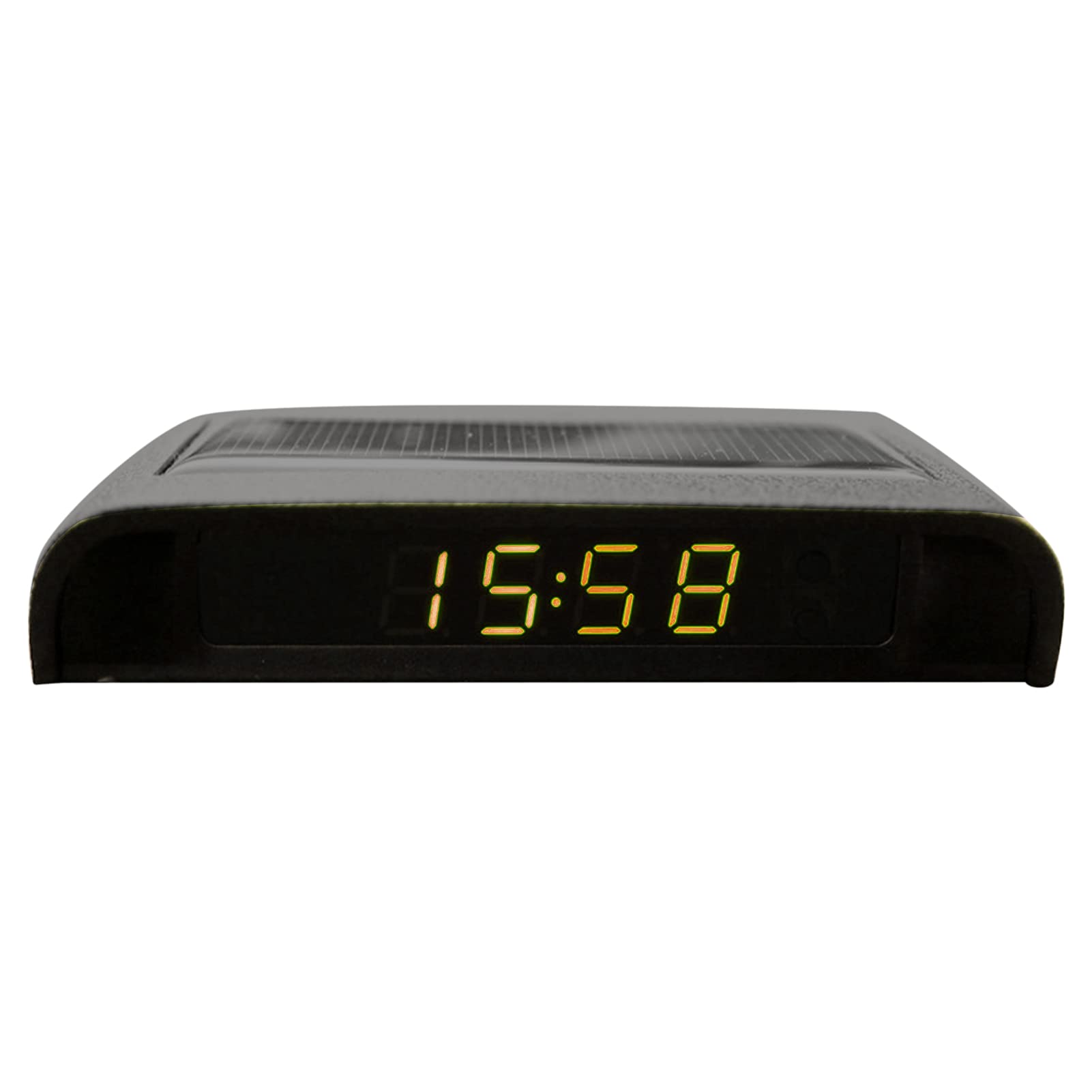 Reloj LCD con energía solar, reloj digital multifuncional para coche con hora, fecha, semana, temperatura (luz cálida)