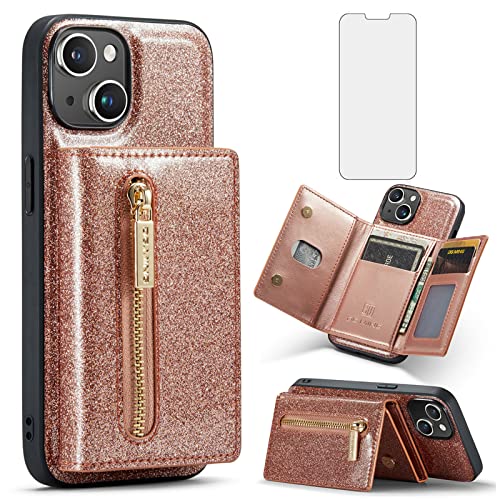 Étui iPhone 14 avec protège-écran et porte-carte en cuir