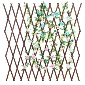 MyGift Dark Brown Solid Wood Garden Trellis with Lattice Design, Decorative Wall Hanging Ivy Climbing Plant Screen with Adjustable Width MyGift Dark Brown Solid Wood Garden Trellis with Lattice Design Decorative Wall Hanging Ivy Climbing Plant Screen with Adjustable Width