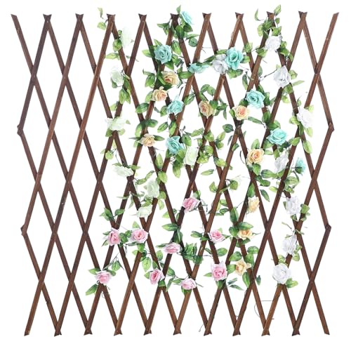 MyGift-Dark-Brown-Solid-Wood-Garden-Trellis-with-Lattice-Design-Decorative-Wall-Hanging-Ivy-Climbing-Plant-Screen-with-Adjustable-Width MyGift Dark Brown Solid Wood Garden Trellis with Lattice Design Decorative Wall Hanging Ivy Climbing Plant Screen with Adjustable Width
