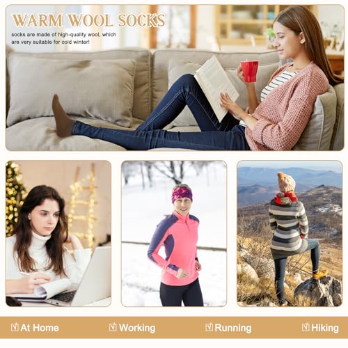 Image of iCamter 4 Pairs Womens Wool Socks - Soft, Thick, Warm Thermal Boot Winter Socks for Gifts