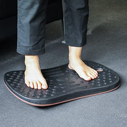 Image of Seville Classics airLIFT Premium Anti Fatigue Wooden Balance Wobble Board Mat w /Massage Points, for Office Standing Desk, Home, Exercise, Therapy, Sports Training, Black, 20 inchW x 14 inchD