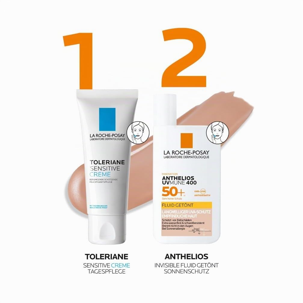 La Roche Posay Anthelios Invisible Fluid, Getönt UVMune 400 mit LSF50+, Sonnenfluid für empfindliche, zu Sonnenallergie neigende Haut, Mit Mexoryl und Netlock-Technologie, 50 ml | UVMune 400, Für empfindliche Haut, Für zu Sonnenallergie neigende Haut, Mit