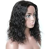 Short Wavy Human Hair Wigs for Black Women with Middle Part, UDU Short Bob Wig Human Hair Lace Part...