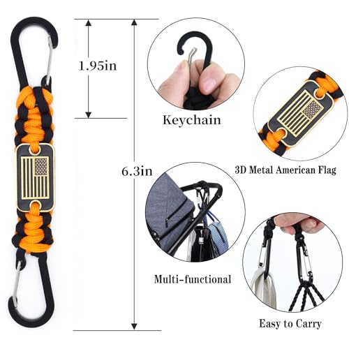 ZXKHYOR 2 peças de colar de cordão de paracord resistente, chaveiro trançado 550 com bandeira dos EU