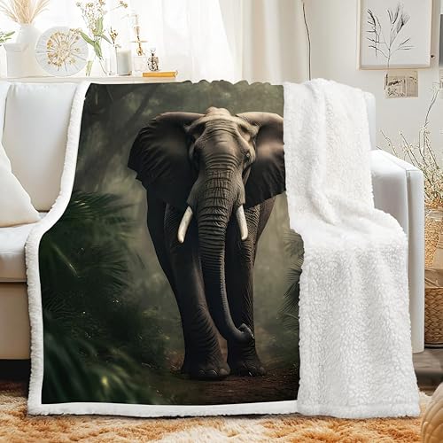 Couverture Sherpa Éléphant Double Epaisseur Plaid Chaud G-813