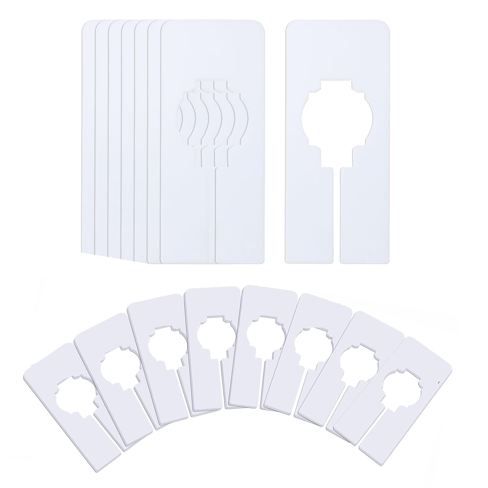 umyeoqoyo 20 Pcs Wardrobe Dividers, White Rectangular Hanger Clothing Rail Dividers Rack Size Shelf Dividers,Writable Shelf Divider for Closet Clothing