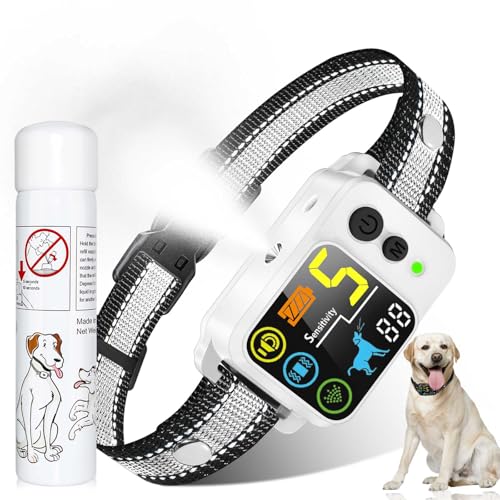 Citronella Bark Dog Collar [1*Refill] Spray Dog Collar, with 5 Adjustable Sensitivity, Beep+Vibration+Spray 5 Working Modes Citronella Bark Collar, IP66 Waterproof Dog Spray Collar for L/M/S