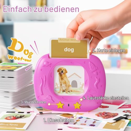 HOMESTEC Lernkarten-Set für Kinder 2-4 Jahre | Englische Sprechende Lernkarten mit Geräuschen, 288 Wörter 144 Karten, Sprachlernspielzeug… – Ansicht 3