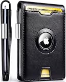 EVEO AirTag Wallet Men - Bifold Wallets for Men, Air Tag Wallet With AirTag Holder, Smart Wallet for Mens Minimalist Wallet | Money Clip,10 Cards, RFID Blocking, AirTag Not Included* (Midnight Black)