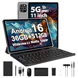 RUSHAR Tablet 11 Pollici Android 16 con 36GB RAM+512GB ROM (2TB TF), 5G/2.4G WiFi, Octa-Core 2.0GHz, 2000 * 1200, Widevine L1, 8000mAh, 13MP+8MP, GPS, Face ID, BT 5.0, Tablet con Tastiera, Grigio