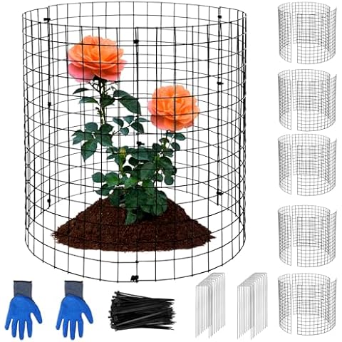 MWELLEWM 15Pcs Plant Protectors from Animals Metal Plant Cages for Outdoor Plants Plant Cage & Supports Keep Animal Out Garden Wire Mesh Protection from Rabbit Chicken Squirrel Tree Flower Cover