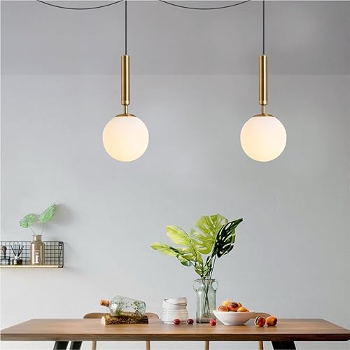 Miniatura 23 de KCO Iluminación moderna globo luces colgantes iluminación isla de cocina luz colgante blanco y dorado iluminación colgante individual vidrio