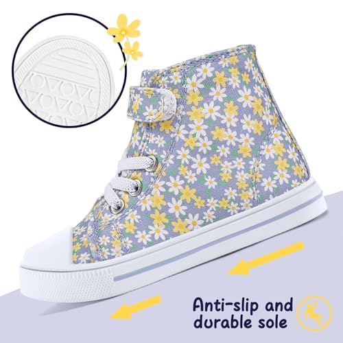 Image of K KomForme Toddler High Top Sneakers Canvas Shoes with Hook and Loops | Lightweight, Breathable