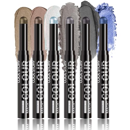 Juego de 6 Sombras de Ojos en Barra, Lápiz de Sombra de Ojos en Crema Brillante Crayón, Juegos de Sombras de Ojos en Barra de Larga Duración a Prueba de Agua (# Set C)