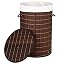 Panier à Linge Sale à Double Compartiment BAKAJI - 100L En Bambou Et Tissu - 52x32x63 Cm - Pour Trier Clair/foncé