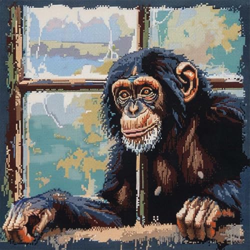 Coussin au point de croix singe pour décorer un salon chaleureux
