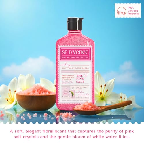 Image of ST. D'VENCE Himalayan Pink Salt Body Wash Shower Gel for Women & Men with White Water Lilly & Organic Aloe Vera| Moisturising Body Wash for Winter | Parabens & SLS Free- 300 ml