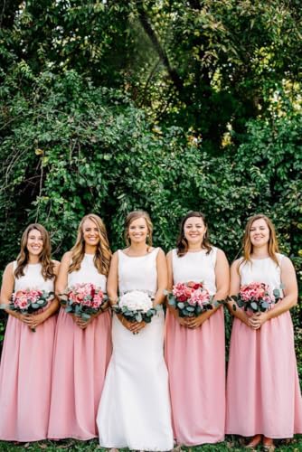 Long Maxi Floor Lengh Chiffon Skirt Elastic High Waist Bridesmaid Skirt4