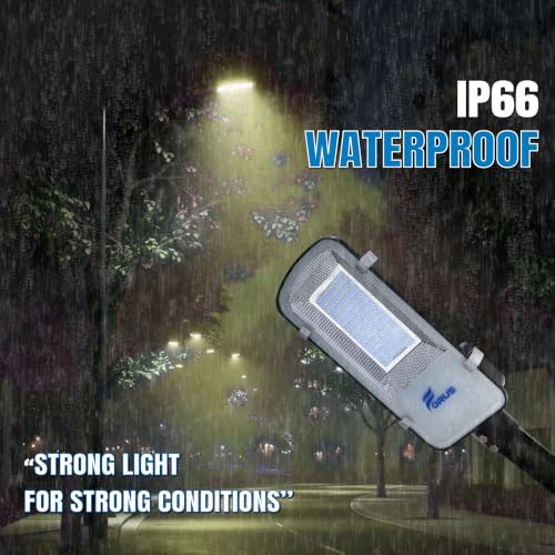 Image of Forus 100W LED Street Light Outdoor with 4-Yr Warranty, High Lumen 120 lm /W Waterproof Warm White Light, Energy Saving Aluminium LED Street Lamp for Road, Parking Lot, Industrial Area Lighting (1 PC)