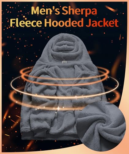 Mens Fleece Hoodies Zip Up Warm Thick Winter Jacket - image 4