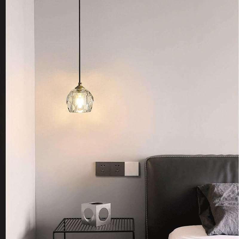 Lámpara colgante nórdica creativa de cristal y latón ajustable G9 3