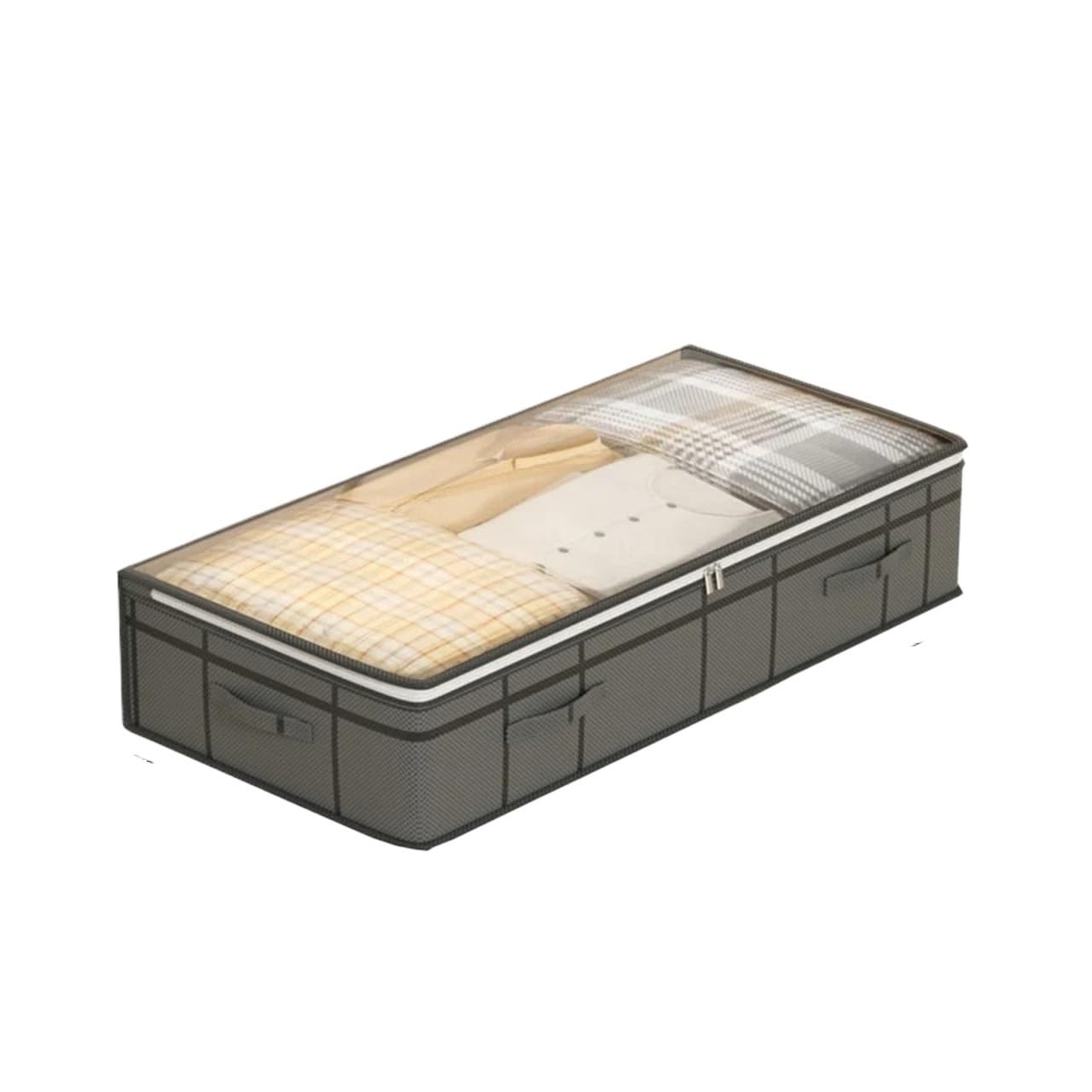 FCfpxwtz Clothes Storage Bags, Underbed Storage Boxes Non-Woven Gray S,M with Zipper for Clothes Quilt Blanket Duvet(S)