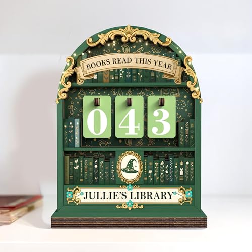 Image of Personalized Books Read Tracker, Books Read This Year Counter, Book Lover Gift for Teachers, Women, Librarians, Readers, Bookshelf Accessories for Wall & Table, Bookshelf Decor