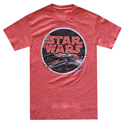 Star Wars Men's X-Wing Fighter Circle T-shirt (Large, Red Heather)