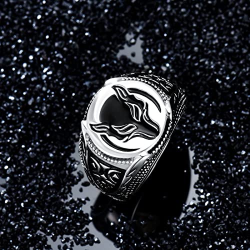 Wolf Ring for Men Sterling Silver Ring Viking Ring Wizard Warrior Hunter Wolf Head Rings Gift for Men3