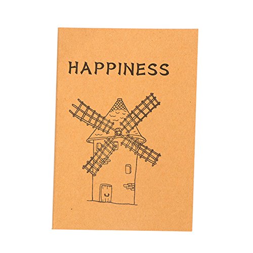 TREESTAR Retro Vintage Portable Mini-Notizbuch im Format A6 Happiness Notizbuch Papier Notizbuch, weiße Seiten, Einband Kraftpapier Cover