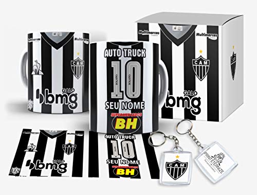Caneca Camisa time do Atlético Mineiro Personalizada com nome Grátis Caixinha + Brinde - Modelo 1