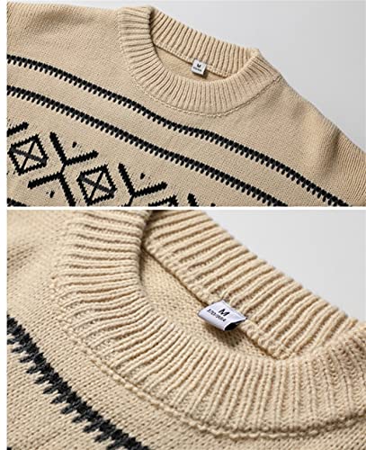 Autumn Vintage Acrylic Warm Sweater Pullovers Men Winter O-Neck Thick Check Pattern Sweater2