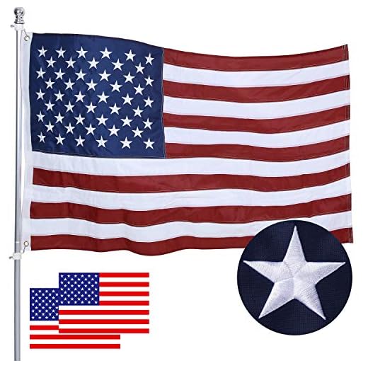 intbag American Flag 4X6 FT Made in USA, 40 Grade UV Protection Fade Resistant USA Flags with Embroidered Stars Sewn Stripes Brass Grommets,Long Lasting Durable Polyester US Flag for Outdoor Office