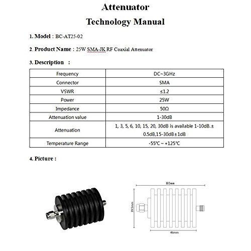 Atenuador RF SMA Becen de 25 W que estabiliza frecuencias hasta 3 GHz sin pérdida de señal 2