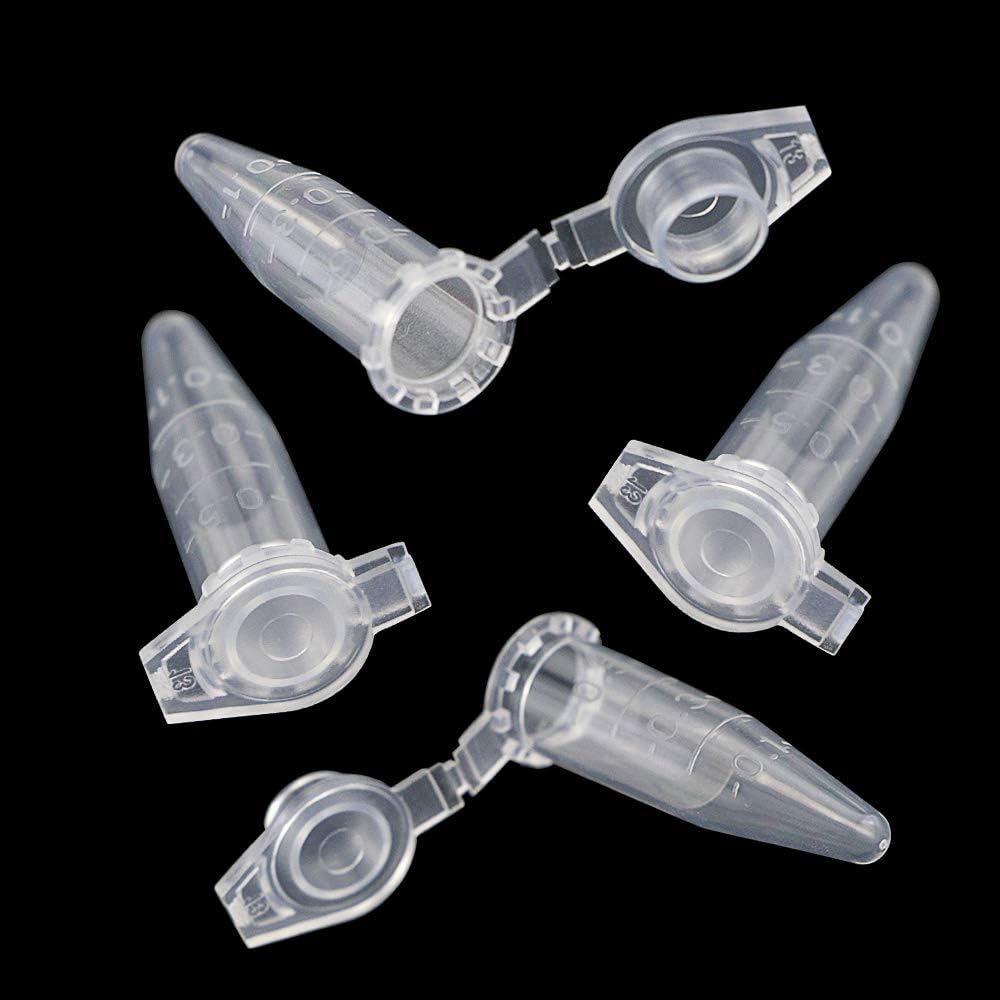 500 Pièces Tube Microcentrifugeuse,0.5ML Tube à Centrifuger Conique,Récipients à Réaction avec Snap Capuchon,pour l'analyse d'échantillons en Laboratoire Conteneur de Stockage d'Échantillons