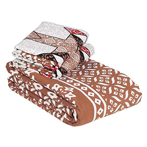 Image of Story@Home Pandora Collection 152 TC 100% Cotton Bedsheet for Double Bed with 2 Pillow Covers (90 X 108 Inch, White & Light Brown)