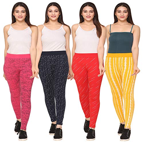 Image of SHAUN Women Free Size (Waist Size-26-34 inch) Stretchable Jegging (Length 37-39 inch Pack of 4)