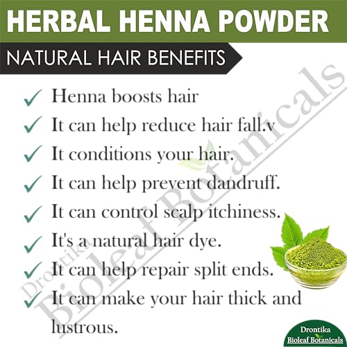 Image of Drontika Bioleaf Botanicals Mehandi /Henna Powder | With Amla, Shikakai & Brahmi Powder | For Extra Conditioning | Control Hair Fall & Repairs Damaged Hair 200g