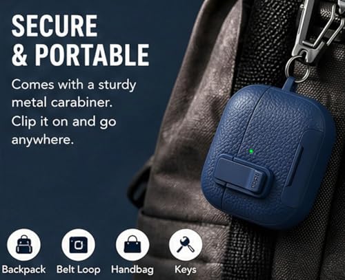 Image of for Leather AirPods Pro 3 Case 2025| Cute iPod Air Pods Pro 3 Case with Magnetic Lock | with Phone Holder & Keychain | Airpods 3 Pro Cases for Man Women(Model A2700 /A2931)(Blue)