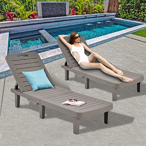 Yofe Chaise Lounge Set Of 2,Pool Lounge Chair Set For Outdoor Patio & Beach,75¡± Outside Chaise Lounge With Adjustable Backrest,Pool Lounge Chairs,330Lbs Weight Capacity #TOP1