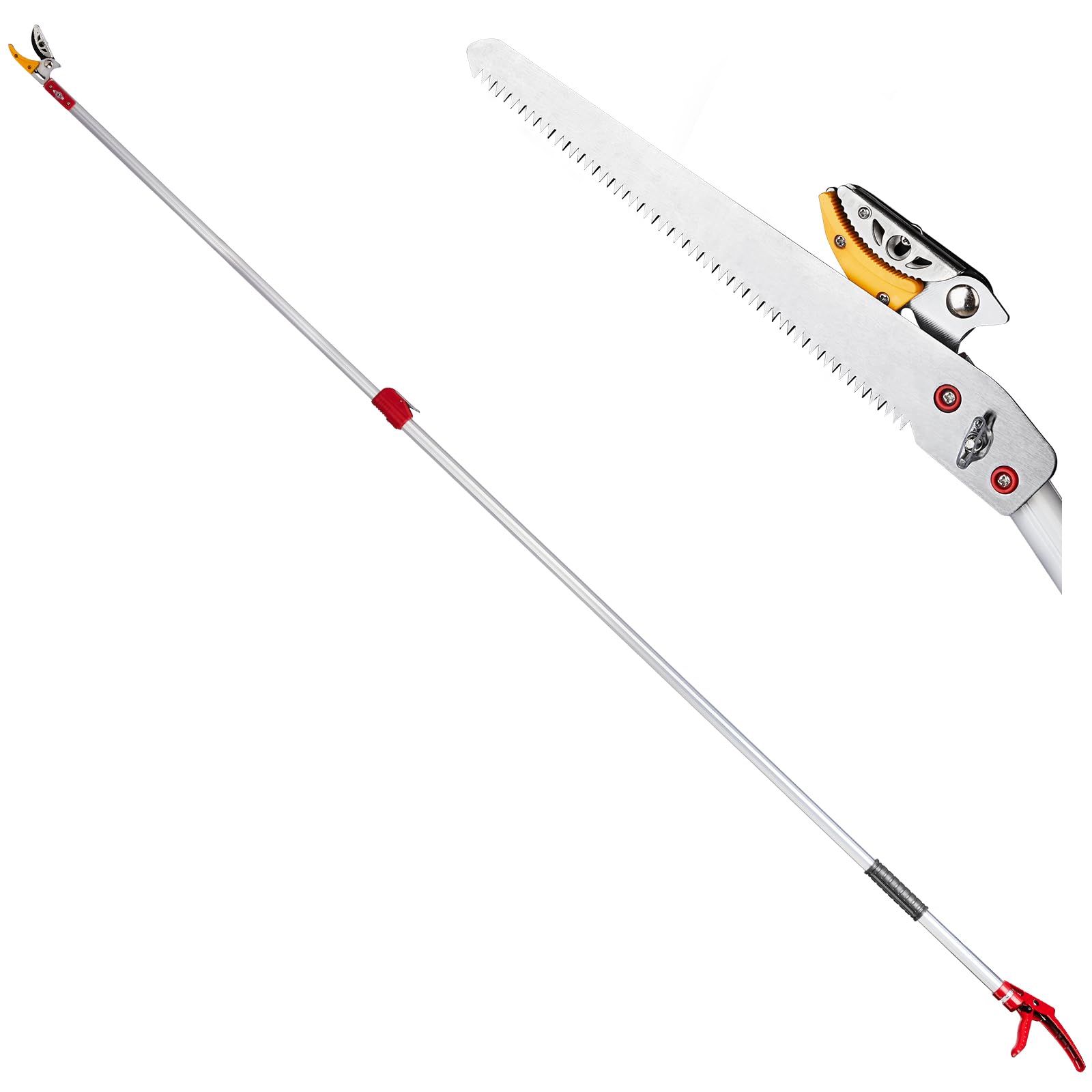 Bonnlo 180-300cm Extendable Long Reach Pruner, Telescopic Pole Saw with RazorSharp Carbon Steel Blade, Telescopic Fruit Picker, Lightweight Tree Trimmers