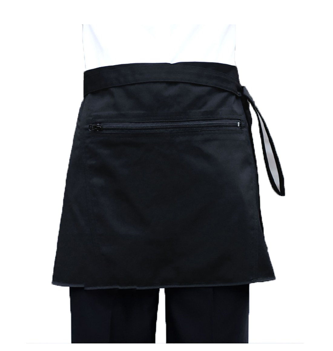 LISSOMPLUME Kitchen Half Waist Apron Work Money Holder Apron with Zipper Pocket