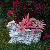 Festive Lights Geschmackvoll und liebevoll gestalteter Gedenkstein mit solarbetriebener LED Beleuchtung – inkl. Akkus, integrierten Solarpaneelen und Dämmerungsschalter, (Engel Pflanzkübel)