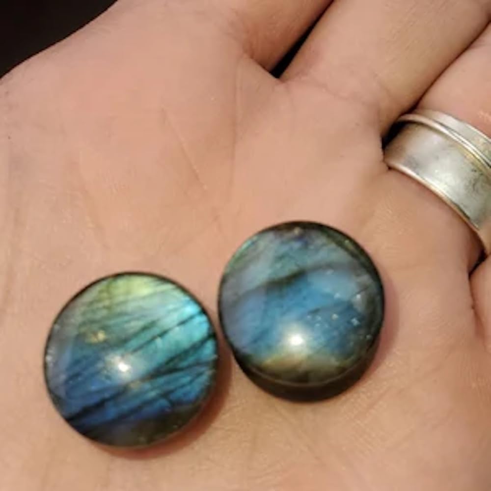 AAA Grade Natural Labradorite Stone Saddle Gauge Plug Earrings